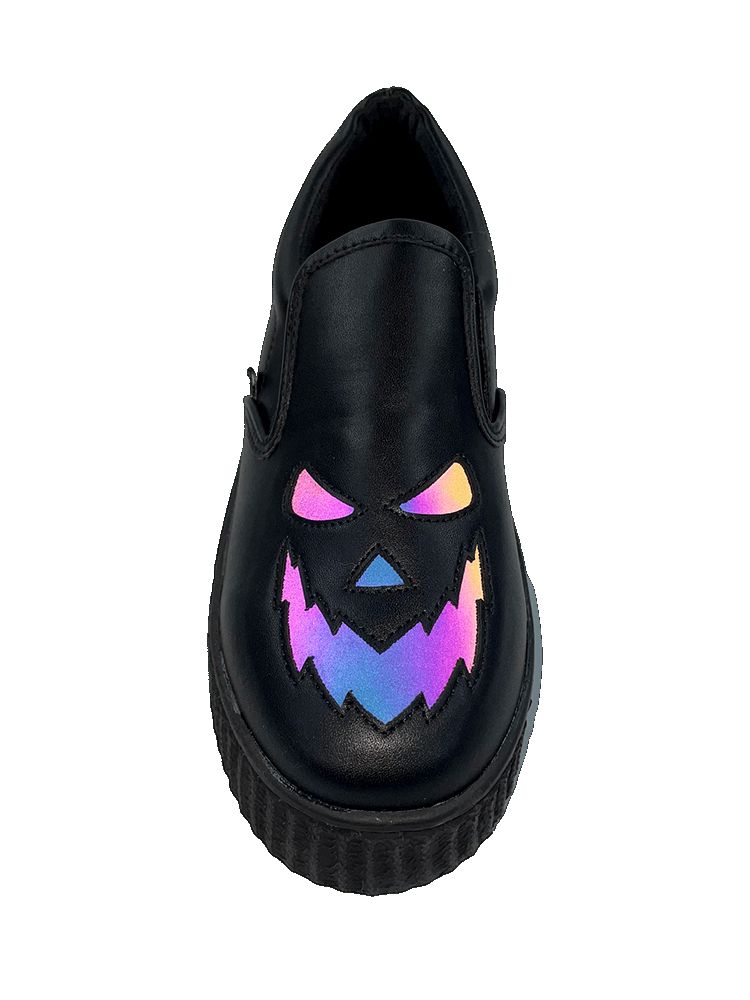 Yru Slypt Scary Jackolantern Flats Black | 1436ONMQH