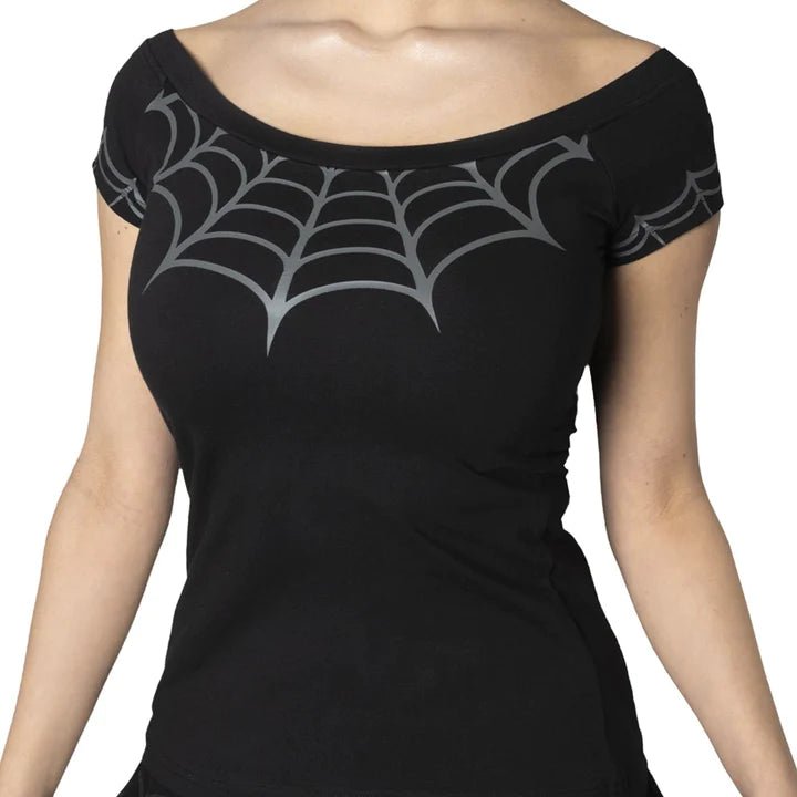 Yru Spiderweb Shoulder Tops Grey | 0214CEIMS