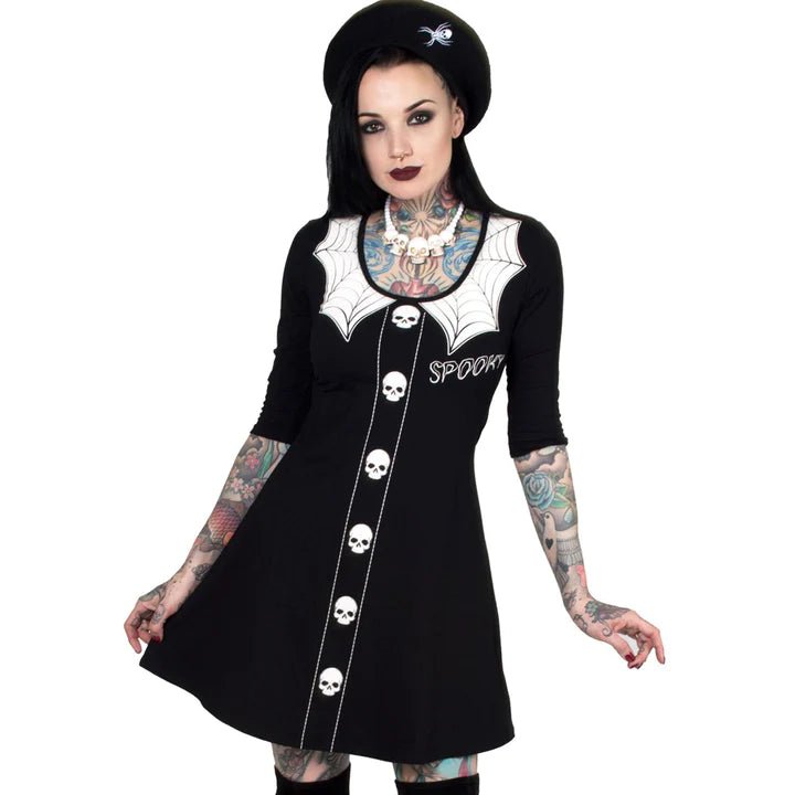 Yru Spooky Girl Flare 3/4 Sleeve Dress Bottoms Multicolor | 1896LDFQY