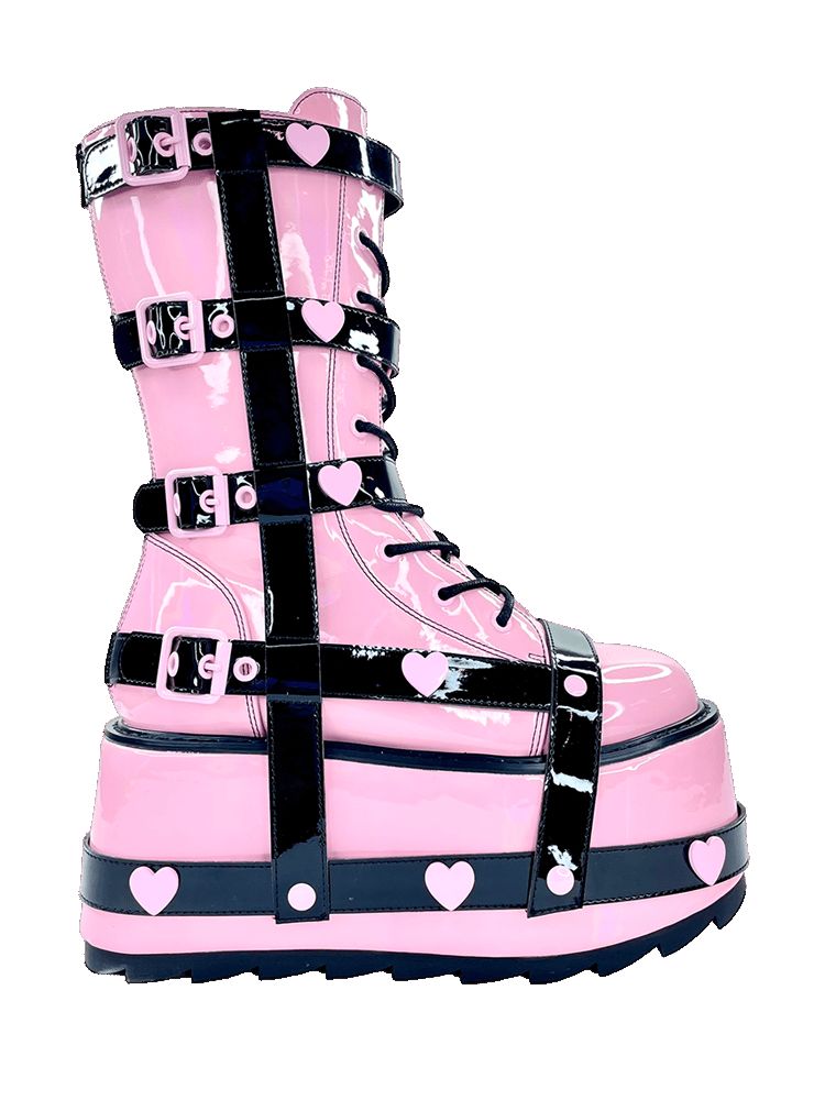 Yru Trance Bndg Heart Platform Shoes Pink / Black | 8420PUNTI