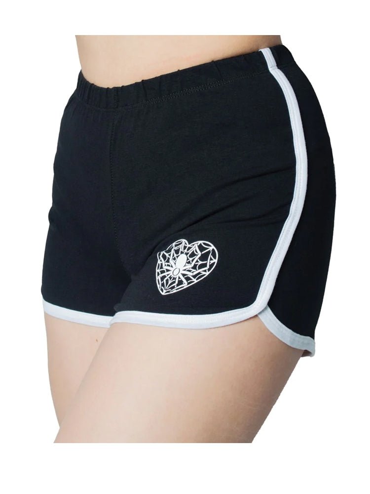 Yru Web Heart Running Shorts Bottoms Black / White | 6254DUBYN