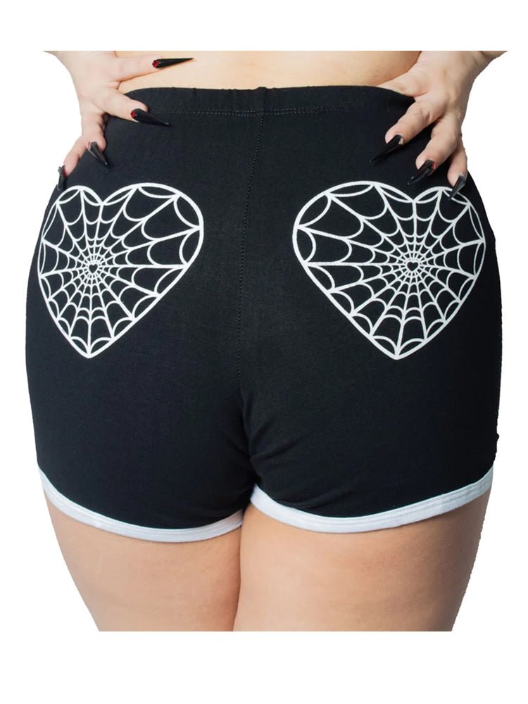 Yru Web Heart Running Shorts Bottoms Black / White | 6254DUBYN