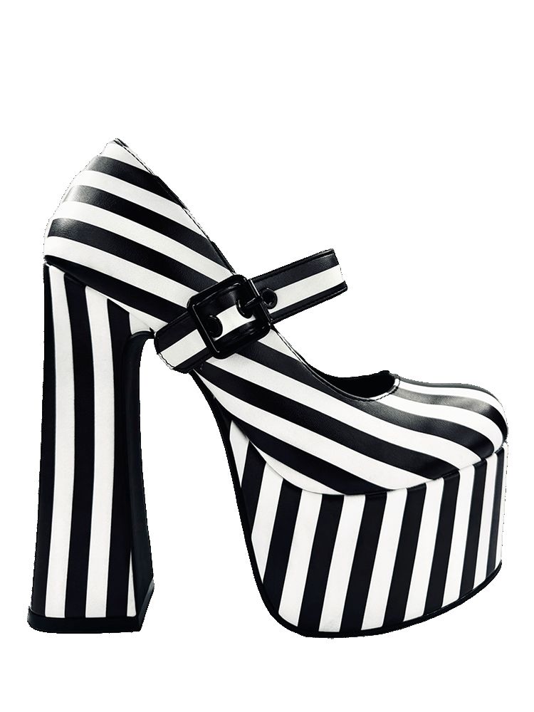 Yru Widow Stripe Heels Stripes / Black / White | 3689NXYOB